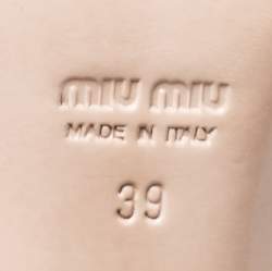 Pre Owned Miu Miu Beige Patent Leather Bow Peep Toe Pumps Size 39