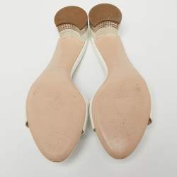 Miu Miu  White Patent Crystal Embellished Slide Sandals Size 40