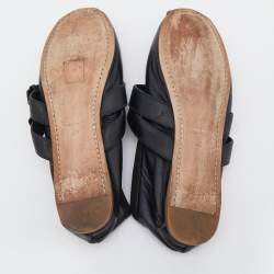 مملوكة مسبقًا Miu Miu Black Leather Buckle Ballet Flats Size 38
