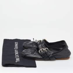 مملوكة مسبقًا Miu Miu Black Leather Buckle Ballet Flats Size 38