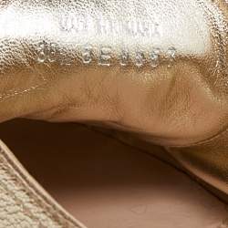 Pre Owned Miu Miu Gold Leather Crystal Embellished Cap Toe Sneakers Size 38.5 