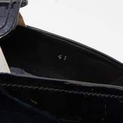 Pre Owned Miu Miu Black Patent Leather Metal Cap Pointed Toe Platform Slip On Sneakers Size 41