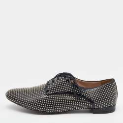 Miu Miu Black Studded Patent Leather Oxford Shoes Size 36