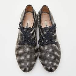 Miu Miu Black Studded Patent Leather Oxford Shoes Size 36