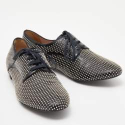 Miu Miu Black Studded Patent Leather Oxford Shoes Size 36