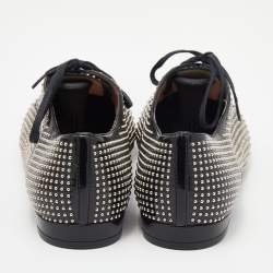 Miu Miu Black Studded Patent Leather Oxford Shoes Size 36