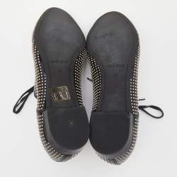 Miu Miu Black Studded Patent Leather Oxford Shoes Size 36