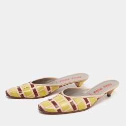 Pre Owned صندل سلايد ميو ميو جلد مغزول ثلاثي اللون مقاس 37.5