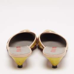 Pre Owned صندل سلايد ميو ميو جلد مغزول ثلاثي اللون مقاس 37.5