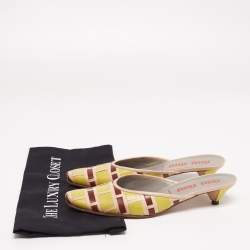 Pre Owned صندل سلايد ميو ميو جلد مغزول ثلاثي اللون مقاس 37.5