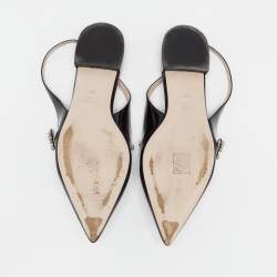 مملوكة مسبقًا حذاء فلات ميو ميو ماري جين جلد لامع أسود مرصع كريستال فتحة كعب مقاس 39