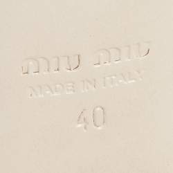 Pre Owned Miu Miu Silver Patent Leather Crystal Embellished Block Heel Ankle Strap Sandals Size 40