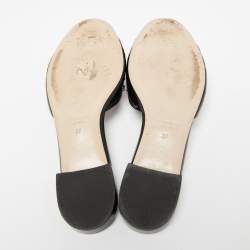 Miu Miu Black Patent Leather Pearl Embellished Flats Size 37