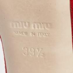 Miu Miu Red Suede Bow Ankle Strap Platform Sandals Size 39.5