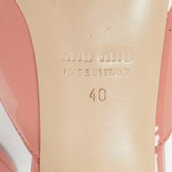 Miu Miu Pink Patent Leather Bow Slide Sandals Size 40