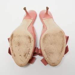 Miu Miu Pink Patent Leather Bow Slide Sandals Size 40