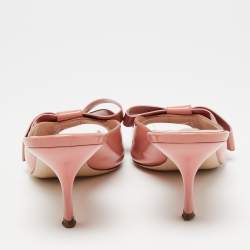 Miu Miu Pink Patent Leather Bow Slide Sandals Size 40