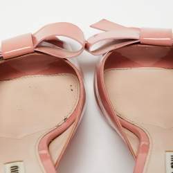 Miu Miu Pink Patent Leather Bow Slide Sandals Size 40