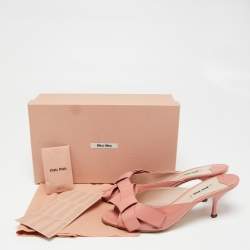Miu Miu Pink Patent Leather Bow Slide Sandals Size 40