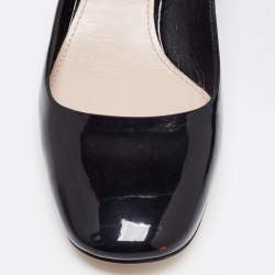 Pre Owned Miu Miu Black Patent Leather Crystal Embellished Block Heel Pumps Size 39
