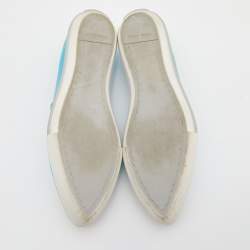 Miu Miu Blue Canvas Metal Cap Toe Slip On Sneakers Size 37.5