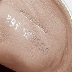 Pre Owned حذاء رياضي ميو ميو غليتر فضي بزخارف كريستال ورباط مقاس 39.5