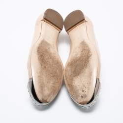 Pre Owned حذاء سليبرز ميو ميو  سموكينغ جلد لامع بيج غطاء مقدمة مرصع كريستال مق اس 40