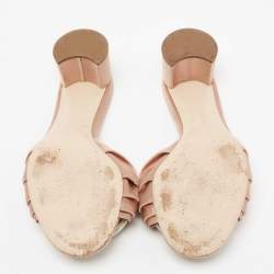 Miu Miu Beige Pleated Satin Pom Pom Slide Sandals Size 40