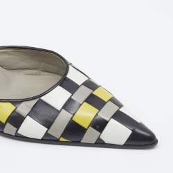 Miu Miu Multicolor Woven Leather Pointed Toe Mules Size 39.5