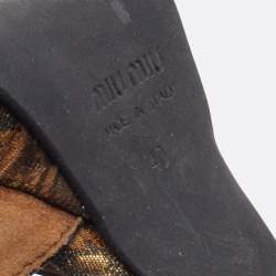 Miu Miu Brown/Gold Brocade Fabric And Python Trim D'orsay Ankle Strap Pumps Size 40