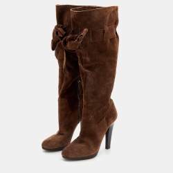 Miu Miu Brown Suede Knee Length Boots Size 40