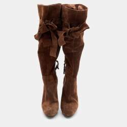 Miu Miu Brown Suede Knee Length Boots Size 40