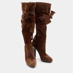 Miu Miu Brown Suede Knee Length Boots Size 40