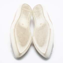 Miu Miu Beige Patent Embellished Cap Toe Slip On Sneakers Size 38