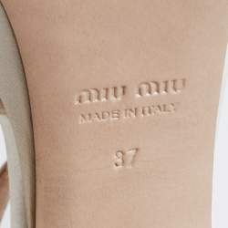 Miu Miu White Satin Crystal Embellished Block Heel Ankle Strap Platform Sandals Size 37