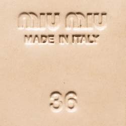 Pre Owned Miu Miu Blue Denim Crystal Embellished Bow Pointed Toe Ballet Flats Size 36