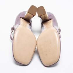 Pre Owned Miu Miu Tiffany Mauve Patent Leather Crystal Embellished Heel Mary Jane Pumps Size 36