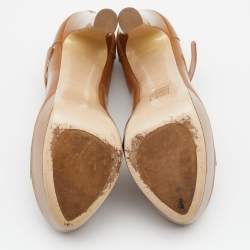 Miu Miu Brown Patent Leather Penny Loafer Platform Pumps Size 38.5