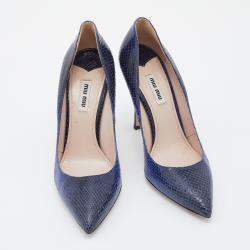 Pre Owned Miu Miu Midnight Blue Snakeskin Embossed Leather Pumps Size 39