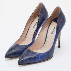 Pre Owned Miu Miu Midnight Blue Snakeskin Embossed Leather Pumps Size 39