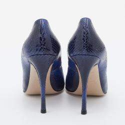Pre Owned Miu Miu Midnight Blue Snakeskin Embossed Leather Pumps Size 39