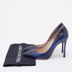 Pre Owned Miu Miu Midnight Blue Snakeskin Embossed Leather Pumps Size 39