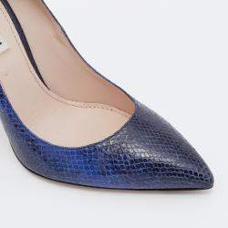 Pre Owned Miu Miu Midnight Blue Snakeskin Embossed Leather Pumps Size 39