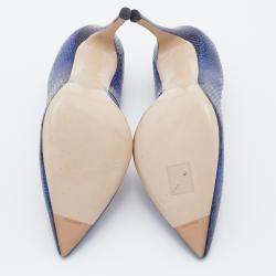 Pre Owned Miu Miu Midnight Blue Snakeskin Embossed Leather Pumps Size 39