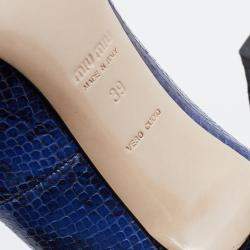 Pre Owned Miu Miu Midnight Blue Snakeskin Embossed Leather Pumps Size 39