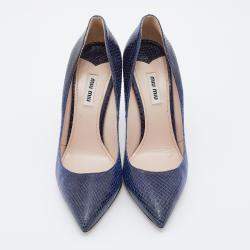 Pre Owned Miu Miu Midnight Blue Snakeskin Embossed Leather Pumps Size 39