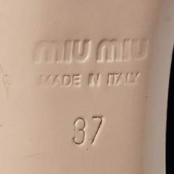 مملوكة مسبقًا Miu Miu Blue Patent Leather Bow Block Heel Pumps Size 37