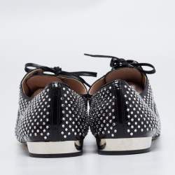 Miu Miu Black Patent Leather Crystal Embellished Lace Up Derby Size 41