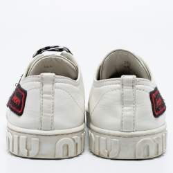 Miu Miu White Leather Vichy Gingham Ribbon Lace-Up Sneakers Size 36.5