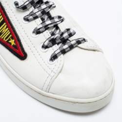 Miu Miu White Leather Vichy Gingham Ribbon Lace-Up Sneakers Size 36.5